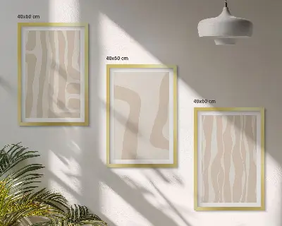 Juego de 3 cuadros con patrones abstractos de estilo bohemio