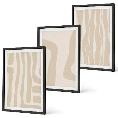Juego de 3 cuadros con patrones abstractos de estilo bohemio