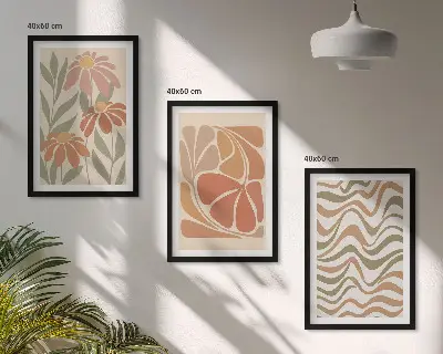 Set de 3 cuadros para salón con diseño de flores abstractas en tonos pastel