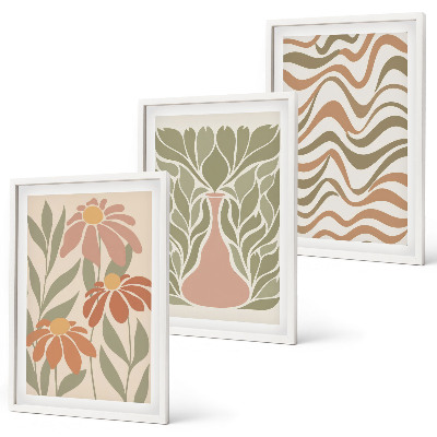 Juego de 3 cuadros flores abstractas en tonos pastel