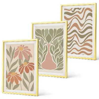 Juego de 3 cuadros de flores abstractas en tonos pastel