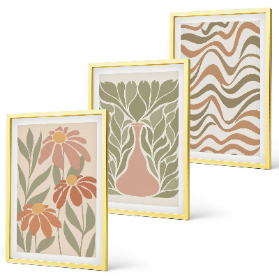 Juego de 3 cuadros flores abstractas en tonos pastel