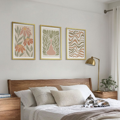 Juego de 3 cuadros flores abstractas en tonos pastel