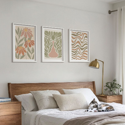 Juego de 3 cuadros flores abstractas en tonos pastel