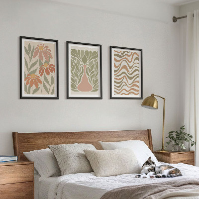 Juego de 3 cuadros flores abstractas en tonos pastel