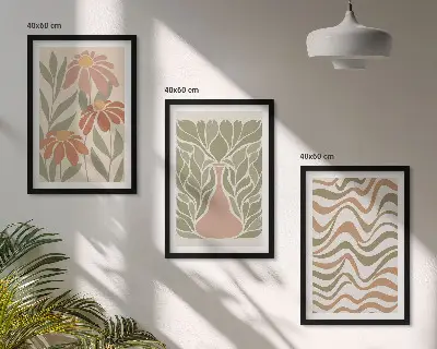 Juego de 3 cuadros de flores abstractas en tonos pastel