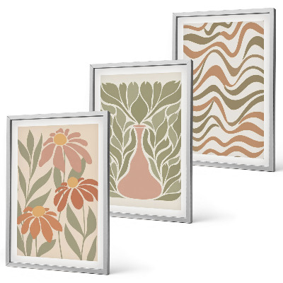 Juego de 3 cuadros flores abstractas en tonos pastel