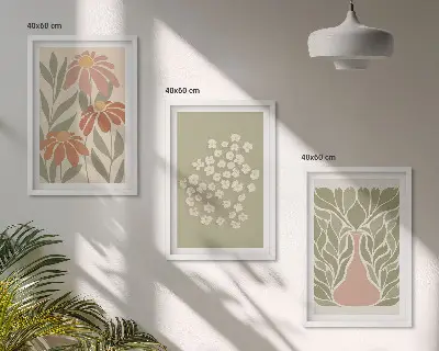 Set de 3 cuadros para salón con estampados florales bohemios