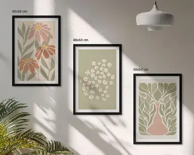 Set de 3 cuadros para salón con estampados florales bohemios