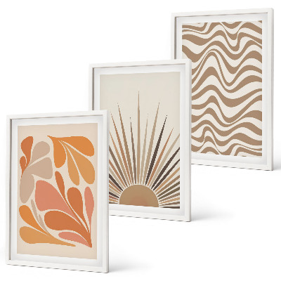 Juego de 3 cuadros Formas pastel bohemias del sol