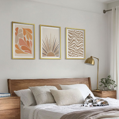Juego de 3 cuadros Formas pastel bohemias del sol