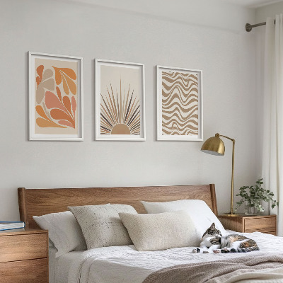 Juego de 3 cuadros Formas pastel bohemias del sol