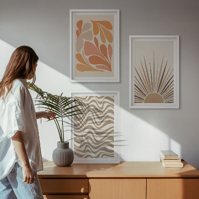 Juego de 3 cuadros Formas pastel bohemias del sol
