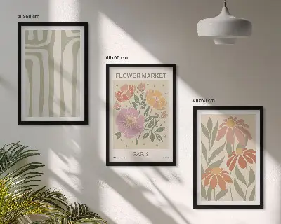 Set de 3 cuadros para salón con motivos botánicos de estilo minimalista parisino