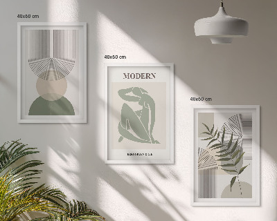 Juego de 3 cuadros Gráficos de plantas con estilo
