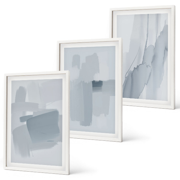 Set de 3 cuadros para salón Arte abstracto en acuarela