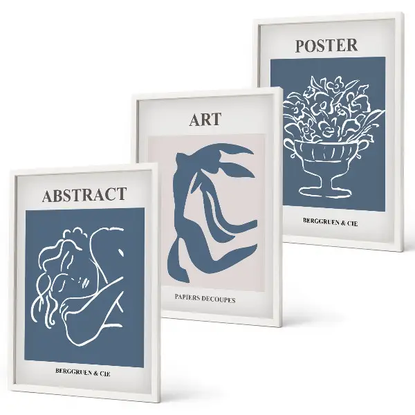 Juego de 3 cuadros con elegantes patrones abstractos de Matisse
