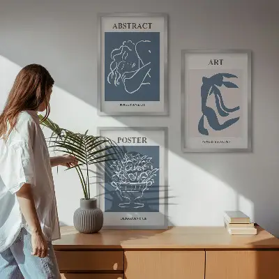 Juego de 3 cuadros con elegantes patrones abstractos de Matisse