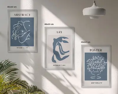 Juego de 3 cuadros con elegantes patrones abstractos de Matisse