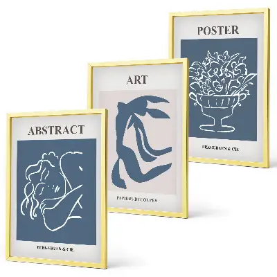 Juego de 3 cuadros con elegantes patrones abstractos de Matisse