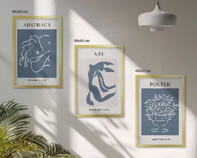 Juego de 3 cuadros con elegantes patrones abstractos de Matisse