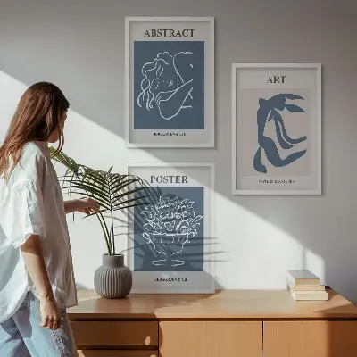 Juego de 3 cuadros con elegantes patrones abstractos de Matisse