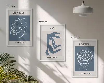 Juego de 3 cuadros con elegantes patrones abstractos de Matisse