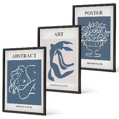 Juego de 3 cuadros con elegantes patrones abstractos de Matisse