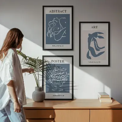 Juego de 3 cuadros con elegantes patrones abstractos de Matisse