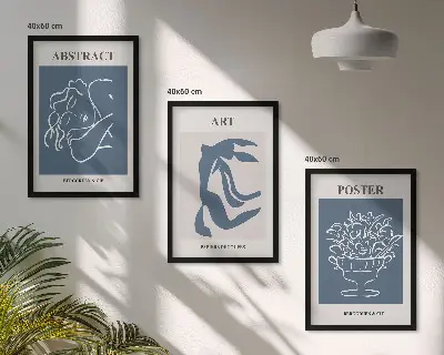 Juego de 3 cuadros con elegantes patrones abstractos de Matisse