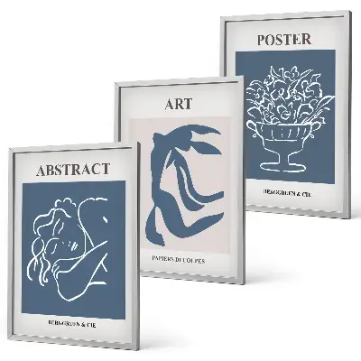 Juego de 3 cuadros con elegantes patrones abstractos de Matisse