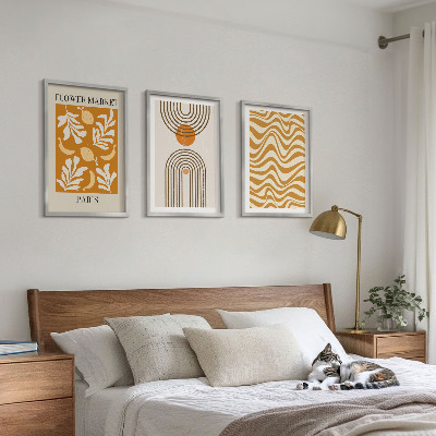 Set de 3 cuadros para salón Pósteres con estampados geométricos de plantas