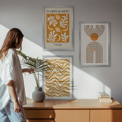 Set de 3 cuadros para salón Pósteres con estampados geométricos de plantas