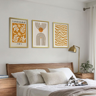 Set de 3 cuadros para salón Pósteres con estampados geométricos de plantas