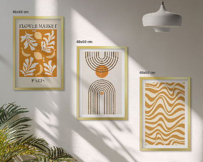 Set de 3 cuadros para salón Pósteres con estampados geométricos de plantas