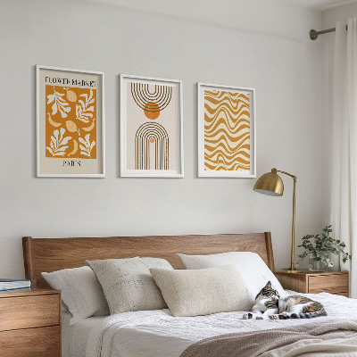 Set de 3 cuadros para salón Pósteres con estampados geométricos de plantas