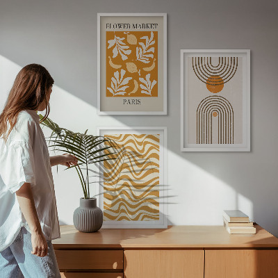 Set de 3 cuadros para salón Pósteres con estampados geométricos de plantas