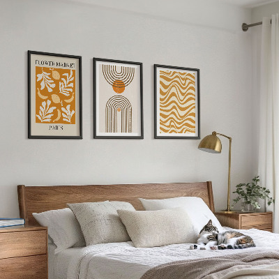 Set de 3 cuadros para salón Pósteres con estampados geométricos de plantas