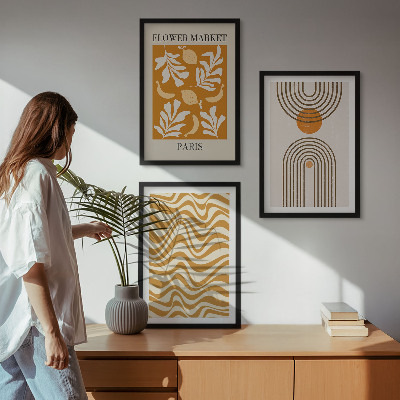 Set de 3 cuadros para salón Pósteres con estampados geométricos de plantas