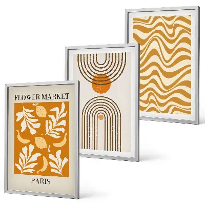 Set de 3 cuadros para salón con estampados geométricos de plantas