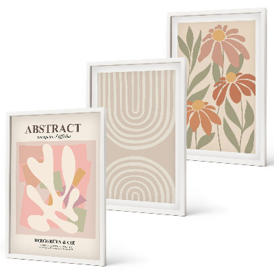 Juego de 3 cuadros Formas abstractas de plantas