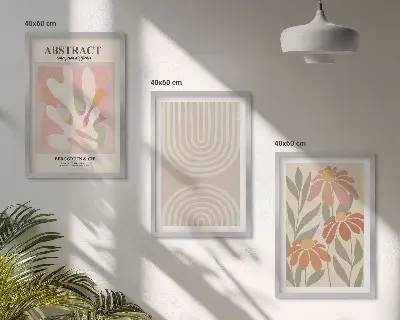 Juego de 3 cuadros con diseño de formas abstractas de plantas