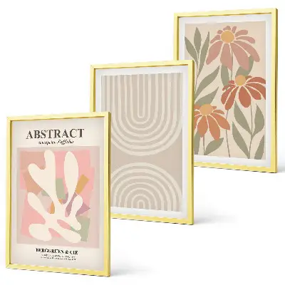 Juego de 3 cuadros con diseño de formas abstractas de plantas