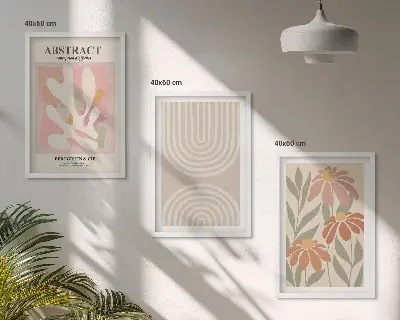 Juego de 3 cuadros con diseño de formas abstractas de plantas