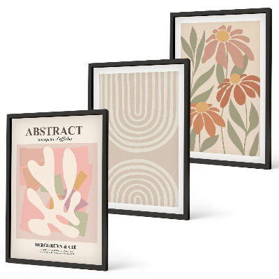Juego de 3 cuadros Formas abstractas de plantas