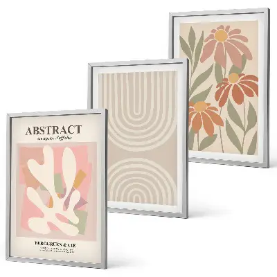 Juego de 3 cuadros con diseño de formas abstractas de plantas