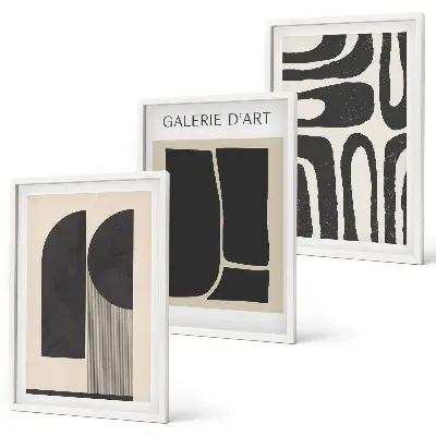 Set de 3 cuadros para salón con diseño de pósteres minimalistas abstractos