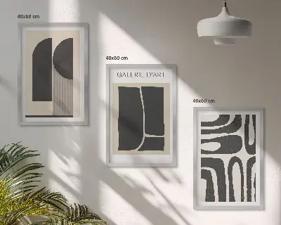 Set de 3 cuadros para salón con diseño de pósteres minimalistas abstractos