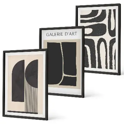 Set de 3 cuadros para salón con diseño de pósteres minimalistas abstractos