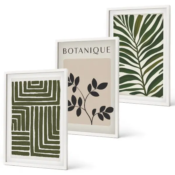Juego de 3 cuadros diseño de minimalismo botánico bohemio